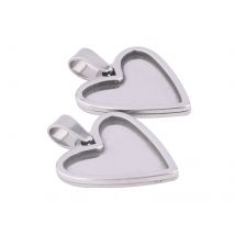 10 pz In Acciaio Inox 14x17mm Goccia Cuore Cabochon Impostazioni Base Fai Da Te Lunetta Ciondolo Vassoi Per Collana Gioielli Makin Forniture