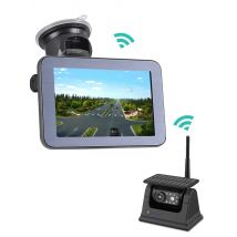 Wireless Solar Powered Energy Magnet Reverse Backup Camera with 5"  Rear View Monitor for Camper Truck Trailer Pickups RV Lorry