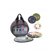 New Embroidery Thread Bag Maple Leaf Round Organizer Bag Blue Knit Tote Bag Sewing Accessories Knit Embroidery Supplies Bag