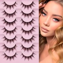 7-teiliges Manga-Wimpern-Set – natürlicher Look, 3D-Wimpernvolumen, flauschig und stachelig für Anime und Cosplay – Schönheit im koreanischen und japanischen Stil