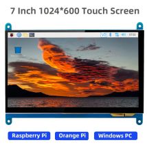 7-Zoll-Touchscreen 1024 x 600 HDMI-kompatibles LCD-Display Optionaler Acrylhalter für Raspberry Pi Orange Pi PC Sekundärbildschirm