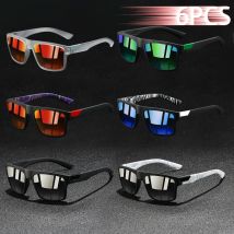 6 Stück Modische Vintage Quadratische Sonnenbrillen für Herren Angeln Fahren Luxus Marken-Designer Sonnenbrillen Blendschutz Retro Eyewear