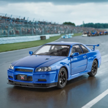 Modello di auto in lega GTR-R34 in scala 1:24 con effetti sonori autentici, giocattolo da collezione Premium per bambini e adulti