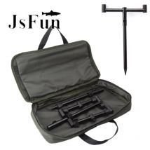 JSFUN Carp Fishing Tackle Rod Pod Set With Bag 2 Set Bank Sticks 2/3 Head Rod Buzz Bars Fishing Rod Holder