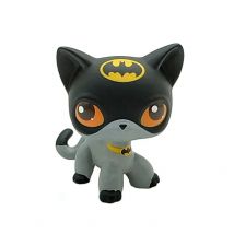 LPS Toys Rare Pet Shop OOAK#101 LPS Grey Black Cat SUPER HERO Hand Painted Figure