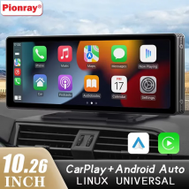 Pionray 10.26" Universale CarPlay Android Auto Autoradio Lettore video multimediale Touch screen IPS con telecamera posteriore USB AUX