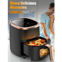 OYAJIA 6L Air Fryer with Smart Touch Display 60 Minutes Timer & 80°C-200°C Adjustable Temperature& 8 Preset Cooking Modes