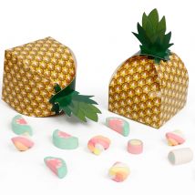 Ourwarm 24 stücke Ananas bevorzugen Boxen 3d große Ananas Geschenk boxen tropische hawaiian ische Sommer Strand Pool Obst Party Dekorationen