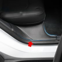 Hinten Tür Sill Pad für Tesla Modell Y Anti Kick Schmutz Schwelle Streifen PU Leder Schutzhülle Auto Innere Versteckte Pads 2021-2024