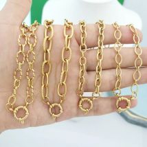 QMHJE Sailor Verschluss Halskette Frauen Männer Halsband Edelstahl Geometrische Link Twisted Kette Rolo PVD Gold Farbe Silber Großhandel