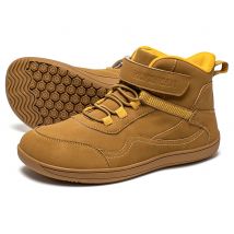 Buty dziecięce HOBIBEAR typu mid-barefoot, szeroki przestronny przestęp, zero drop, sztuczna skóra, zapinane na rzepy, buty outdoorowe.
