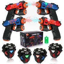 VATOS Pistole Laser Tag Set 4x Mini Laser Tag Blaster a infrarossi per bambini con badge Gioco per interni ed esterni Giocattolo per ragazzi e ragazze dai 4 anni in su