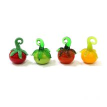 2pcs Kawaii Glass Tomato Pendant Cute Mini Fruit Charms for DIY Handmade Craft Supplies Festive Decor Holiday Gifts to Friends
