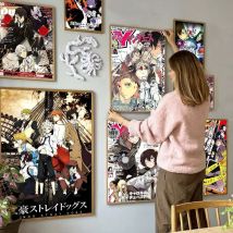 Japanische Anime Bungo Stray Dogs Vintage selbstklebende Kunstposter Whitepaper Drucke Poster Kunstwerk Home Decor