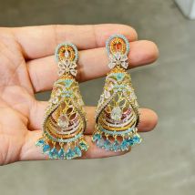 Bilin color Luxus mode hellgelb gold Farbe blau Quaste Ohrring für Frauen