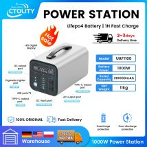1000 W tragbares Kraftwerk 1024 Wh Lifepo4-Batterie für Camping, reine Sinuswelle, 220 V AC-Notfallbatterie für Camping auf Lager