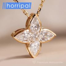 Neue vierblättrige Kleeblatt-Moissanit-Anhänger-Halsketten für Frauen, 925er Sterlingsilber, edler Schmuck, GRA-zertifizierte D-Moissanit-Halskette