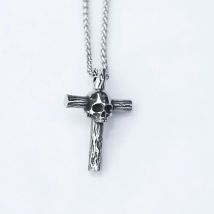 2022 NEW Men's 316L stainless-steel cross skull Pendant Necklace for teens Vintage punk biker Jewelry Gift free shipping