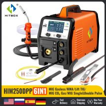 Saldatrice HITBOX HIM250 DPP 180A MIG Gas/Senza Gas/MMA/Lift TIG IGBT Saldatrici inverter Saldatore in alluminio a doppio impulso MIG