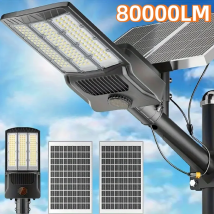 80000 lm Lampa słoneczna z 2 panami słonecznymi Zewnętrzna słoneczna lampa uliczna z czujnikiem ruchu Kinkiet ogrodowy Parking Solar Flood Light