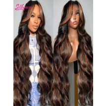 Silkwave Ombre Evidenziare 1B/30 Hd Parrucca Anteriore Del Merletto Dei Capelli Umani Nero Marrone Parrucche Dell'onda Del Corpo 13x4 Del Merletto Trasparente Capelli Brasiliani