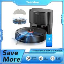Teendow D10S MAX Robot aspirapolvere e scopa 2 in 1 con stazione di svuotamento automatico, potente aspirazione 4500 Pa, mappatura intelligente, 2600 mAh