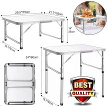 Tavolo Pieghevole 2FT/60CM in Alluminio Portatile per Cucina, Feste, BBQ, Campeggio, Picnic, Giardino 75x55x60cm