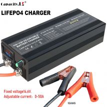 Caricatore 12V 50A Lifepo4 Caricabatteria al litio 14.6V 12.8V 100-240V per batteria Lifepo4 RV Batteria solare Ricarica di energia esterna