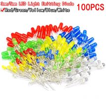 100 sztuk 3mm 5mm LED Light biały żółty czerwony zielony niebieski różnorodny zestaw DIY zestaw diod