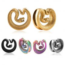 Schlangen-Ohrmessgeräte-Stecker für Damen, Ohrstöpsel und Tunnel für Herren, Größe 0G, 00 Gauge 8 mm, 10 mm, Ohrsattel, gestreckte Ohren, Messgerät-Ohrring