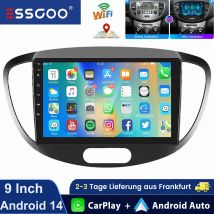 ESSGOO Android 14 per Hyundai i10 2007–2013 9" CarPlay wireless Android Auto Touchscreen IPS Navi GPS Controllo al volante Autoradio BT WiFi USB FM Lettore video multimediale Mirror Link Funzione