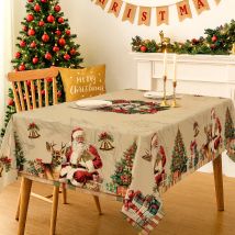 Vintage-Weihnachtstischdecke, rustikaler Weihnachtsmann, Kranz, Tischdecke, Weihnachtsdekoration für Zuhause, 2025, Geschenke, Navidad, Neujahr