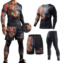 ZRCE Chinesischen Stil männer Trainingsanzug Drachen T-shirt Gym Fitness Kompression Sport Anzug Mann Kleidung Laufen Jogging Sport Set