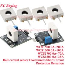 1-5Pcs Hall Current Detection Sensor Module WCS1500 WCS1600 WCS1700 WCS1800 Short Circuit Overcurrent Detector Protection Board