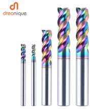 Dreanique 1pc 1-12mm CNC 3 Flute Solid Tungsten Carbide Alloy End Mill, DLC Coating, U-Shaped Milling Cutter for Aluminium DAU3E