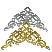 1 Pieces Gold Embroidered Patches Iron on Applique Gold and Silver 15.5*15.5cm