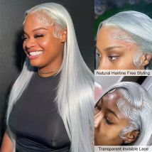 Graue Lace-Front-Perücken, Echthaar, 180 % Dichte, Echthaar-Perücken, vorgezupft, mit Babyhaar für schwarze Frauen, farbige Remy-Haar-Perücken
