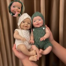 Muñecas Reborn de silicona de 13 pulgadas con boca abierta, muñecas para bebés recién nacidos sin pintar/pintadas, cuerpo real de silicona
