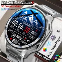 Neu für oppo uhr x smart watch männer sport & fitness armband 32gb großer speicher tws kopfhörer musik player bt call smartwatch