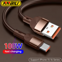 NNBILI NEU 100 W USB auf Typ C Schnellladekabel für iPhone 15 16 Serie Huawei Honor OPPO Samsung Handy Nylon Datenkabel