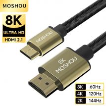 Cavo compatibile Mini HDMI a HDMI MOSHOU 8K@60Hz 4K@120Hz Cavo HDMI a Mini HDMI ad alta velocità Cavo bidirezionale 2.1 per HDTV