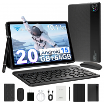 URAO Android 15 Tablet 10,1 Zoll 20 GB RAM 64 GB ROM 5-Kern-Dual-Kamera-Tablets PC-Set Tastatur/Hülle/Maus/Stylus/Kopfhörer