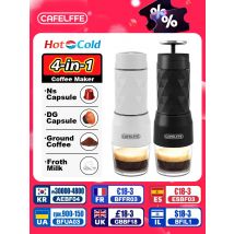 Cafelffe-cafetera portátil 3 en 1, máquina de café expreso Manual de agua caliente/fría para cápsulas y prensa Manual molida, cafetera para senderismo y viajes