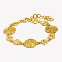 E.B.belle Hollowed Circle Figer Texture Chain Bracelet Sweet Statement Creative Personalized Stainless Steel Jewelry Accessory