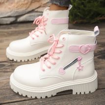 Frauen Stiefel Mode Herbst Winter Neue Baumwolle Weiche Sohle Rosa Stiefel Frauen Liebe Seite Zip Runde-toe Goth Plattform schuhe für Frauen