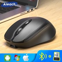 Aieach Wiederaufladbare kabellose Bluetooth-Maus, geräuschlos, kabellos, COMPUT-MAUS, USB, ergonomische Gamer-Maus für Computer, Laptop, MacBook