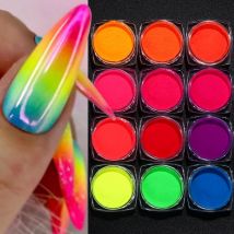 2013 zestaw neonowych pigmentów fosforowych w proszku 12 szt. Fluorescencyjny brokat do paznokci