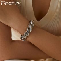 Foxanry Silber Farbe Gewinde Armband für Frauen Paare einfache kreative neue Mode übertrieben klassische Geburtstags schmuck Geschenke