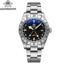 ADDIESDIVE GMT Orologi da uomo 39mm Diver Calendario luminoso Display Acciaio inossidabile 20ATM Orologi al quarzo Reloj Hombre