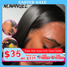 WowAngel 250% Aggiornato 13x6 HD Veletta Frontale Parrucche Glueless Dritto Parrucche Dei Capelli Umani Pre Pizzicate Cuoio Capelluto Naturale Capelli Brasiliani